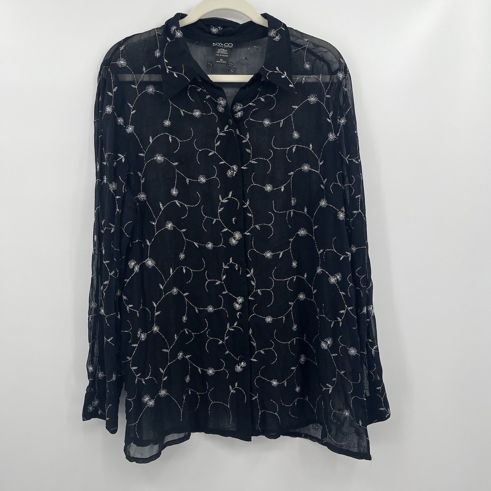 Women's Sheer Black Button Blouse Top Whimsigoth Gothic Grunge Witchy Festival